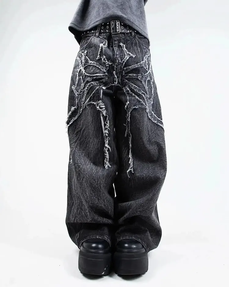 Gothic Embroidered Wide Leg Pants