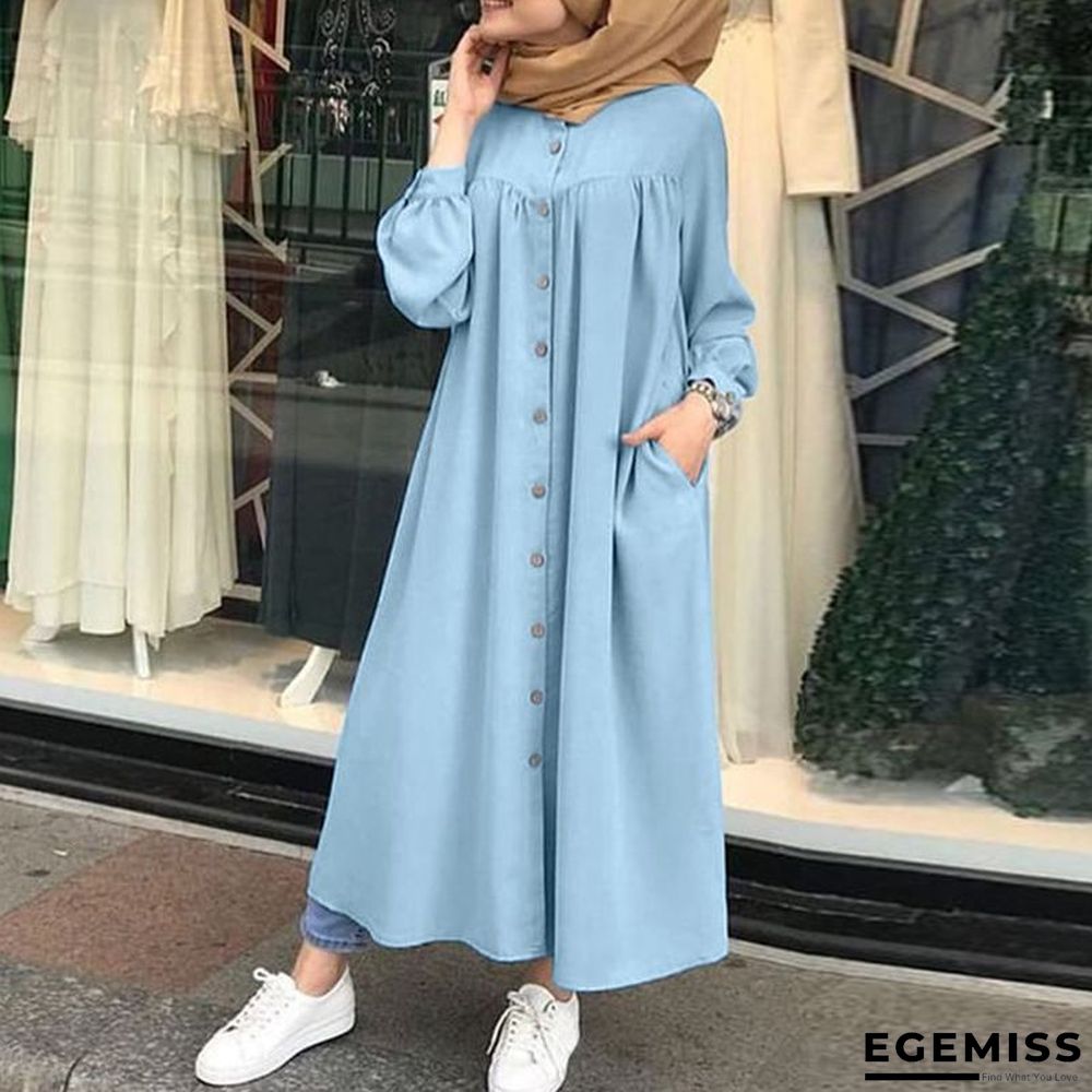 Autumn Casual Women's Cardigan Long Sleeve Stand Collar Large Swing Dress | EGEMISS