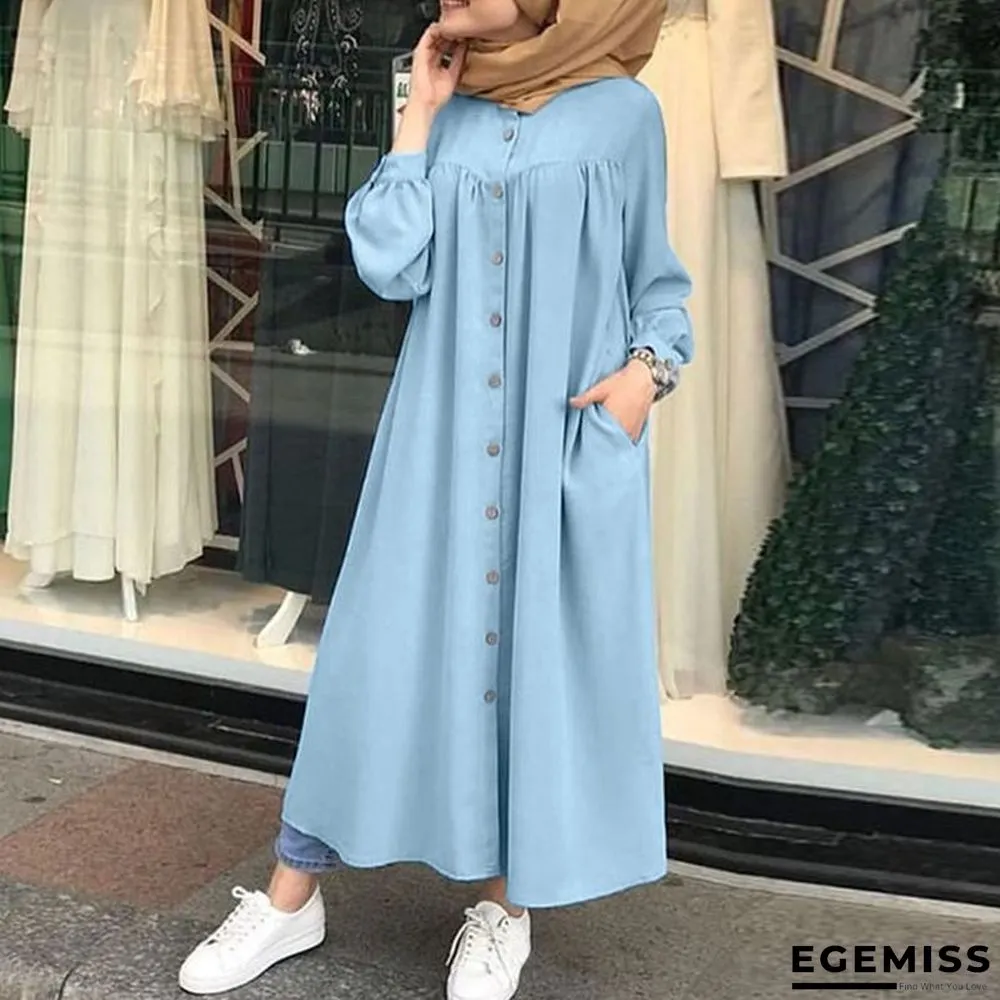 Autumn Casual Women's Cardigan Long Sleeve Stand Collar Large Swing Dress | EGEMISS