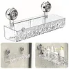 Glacier Pattern Transparent Shower Storage Rack Punch-Free Suction Cup Shelf