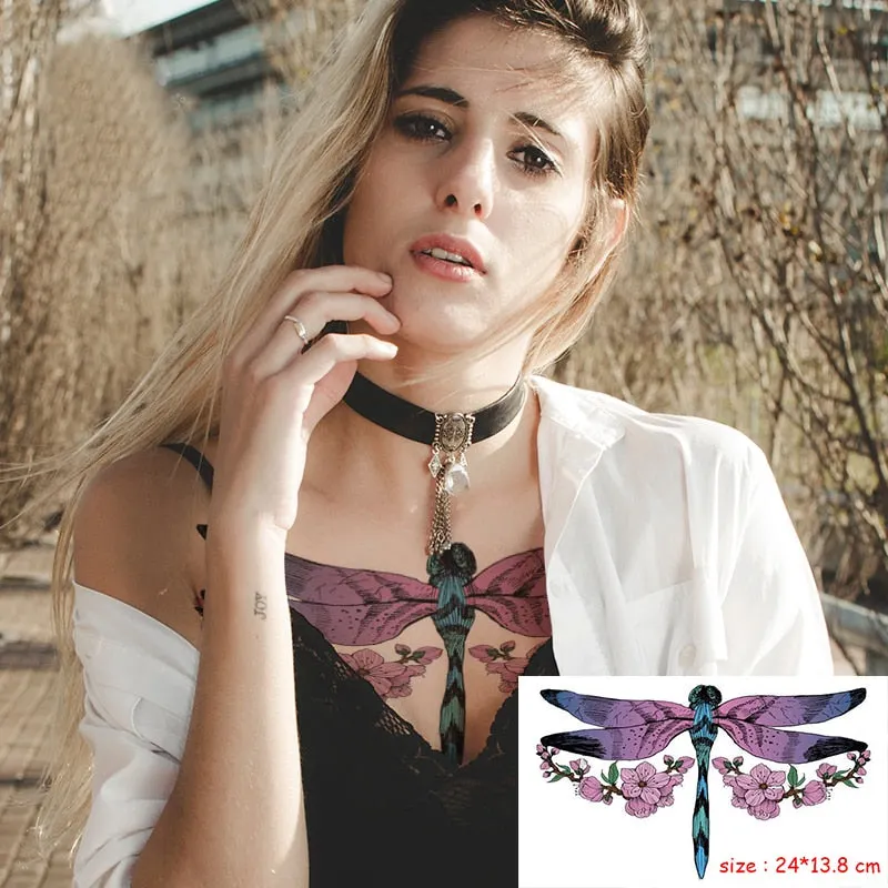 Temporary Tattoo Sticker Totem Flower Arrow Color Sexy Chest Back Fake Tatoo Waterproof Flash Tatto Body Art for Woman Girl