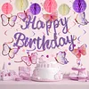 Birthday Decorations, NO DIY, Pre-Strung Happy Birthday Banner with Honeycomb Balls, Hanging Swirls, Circle Dots Garland, Happy Birthday Party Decorations for Women Men Boys Girls (Purple)
