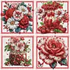 4Pcs Fruits Rouges Et Fleur Rouge-Peinture Diamant En Forme Sp&eacute;ciale-30*30CM
