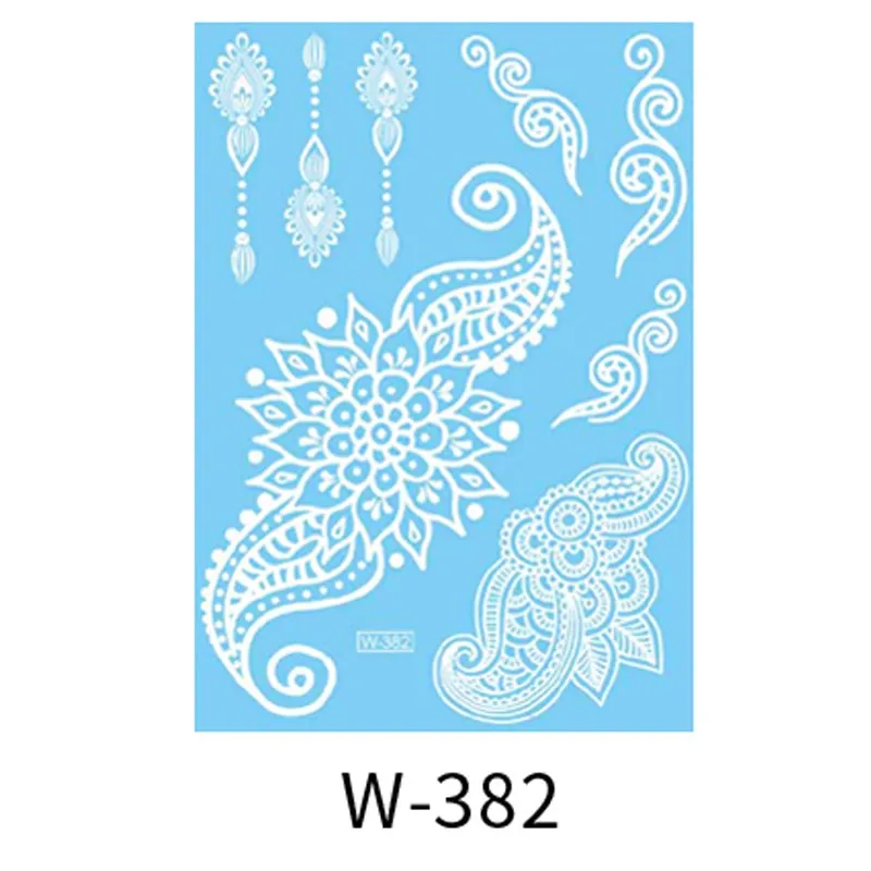 Sexy Henna Mehndi Tattoo White Lace Necklace Flower Water Transfer Temporary Tatoo Sticker Body Art Waterproof for Wedding Beach