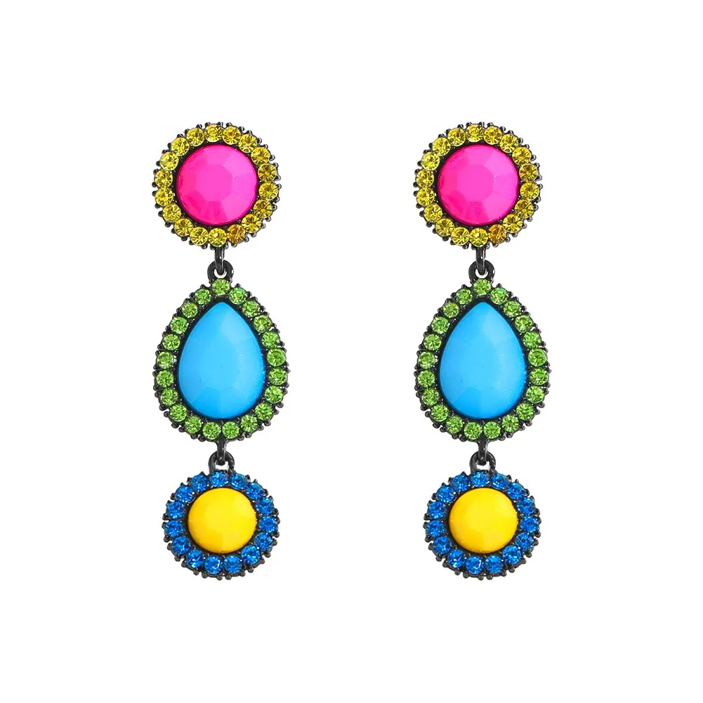 Dvacaman Newest Multicolor Crystal Drop Earrings Fine Jewelry Accessories For Women Fashion Rhinestone Tassel Earrings Wholesale