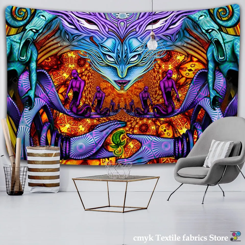 alien witchcraft Tapestry Hippie Carpet Room Trippy Tapestry Wall Hanging Witchcraft tapiz Dropship hippie deco wall hanging