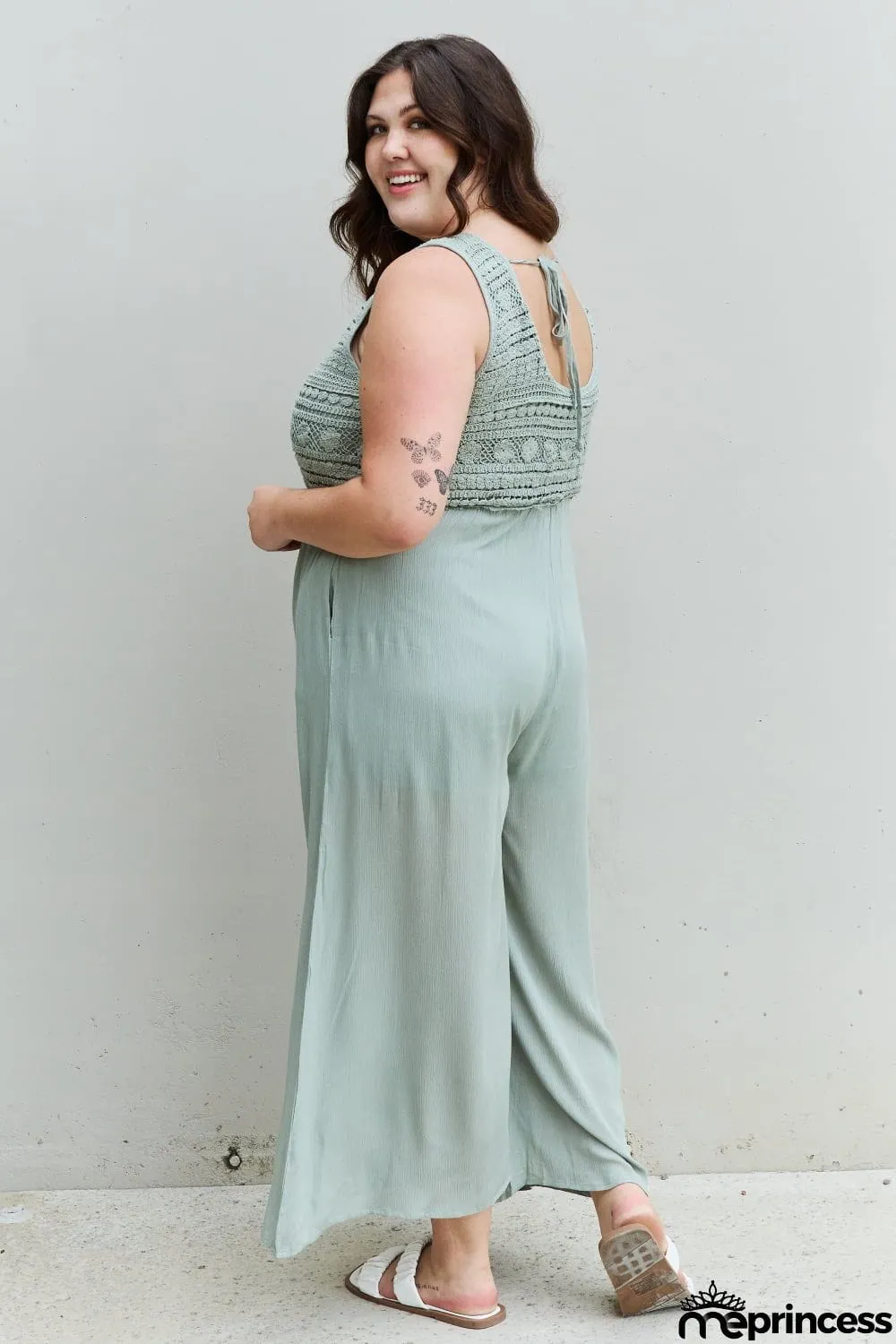 HEYSON Watch Me Full Size Crochet Detail Jumpsuit