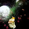 Statue de jardin lapin avec lumi&egrave;re solaire papillon