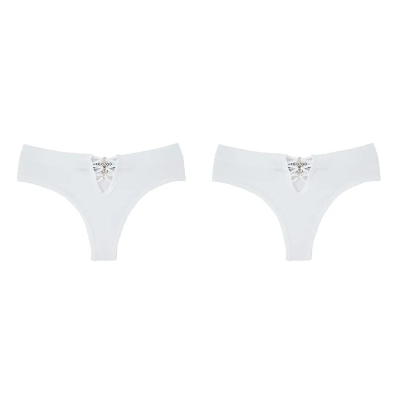 Women Panties Sexy Underwear Thongs Lingerie Female Underpants Solid Color Hollow Out Design Ladies G-String 2PCS Pantys