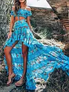 Irregular Clipping Floral Printed Suits