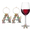 2pcs/set DIY 26 Letters Double Side Diamond Painting Wine Glass Charms Identification Kit