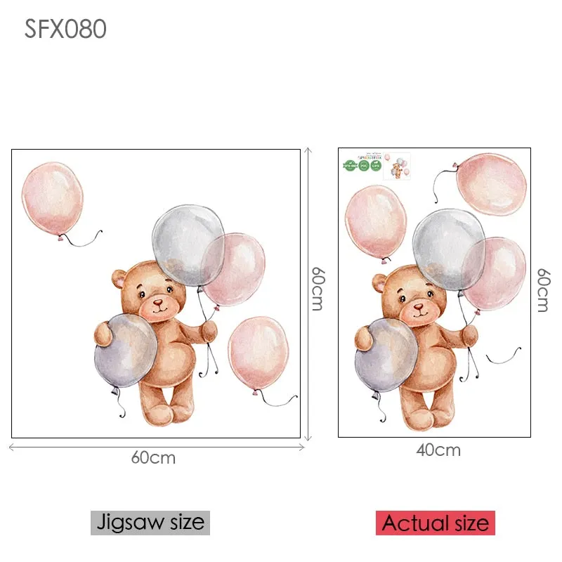 Moon Cloud Big Wall Stickers For Kids Rooms Boys Stars Large Wall Stickers For Children's Room Bear Bedroom Decoration