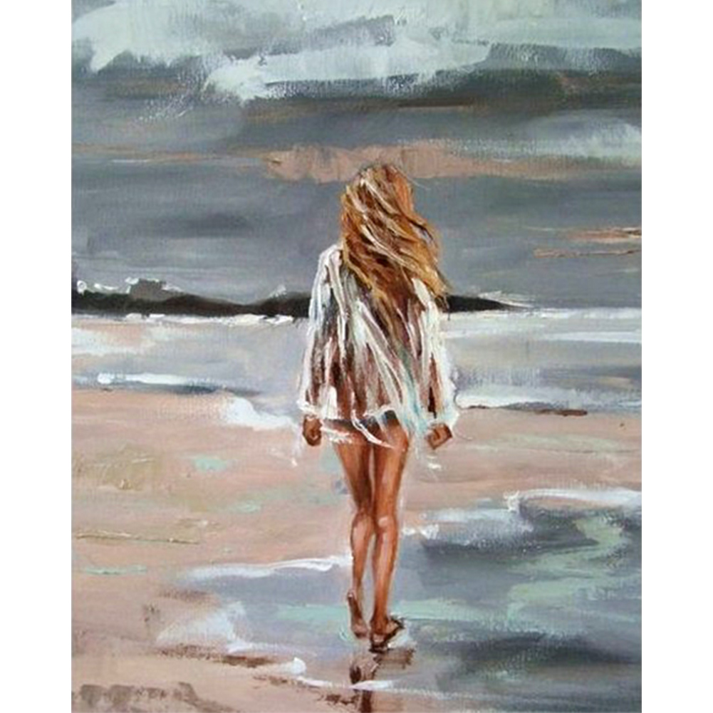 Girl On The Beach-Paint by Numbers-30*40cm/40*50cm
