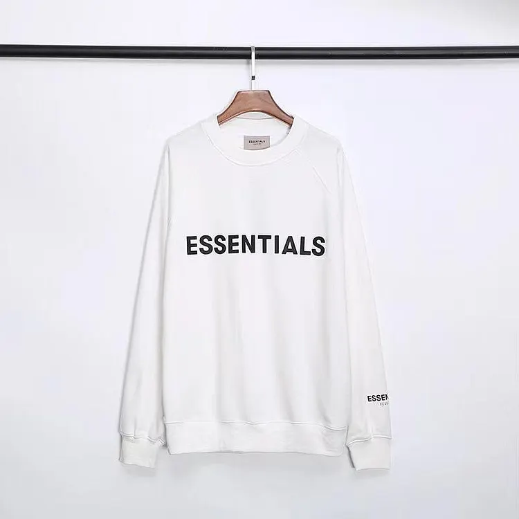 Fog Essentials Sweatshirt Fear Of God Fog Double Line Essentials Three-Dimensional Letter Terry Round Neck Sweater for Men