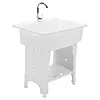 [US Local Warehouse] Freestanding Utility Sink Plastic Wash Basin w/ Washboard & Faucet Laundry Pool Laundry Tub Kit for Room Basement Garage