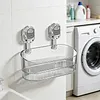 No-Drill Bathroom Suction Storage Box Reusable Multi Functional Suction Cup Shelf Detachable Transparent Storage Hanging Basket for Shampoo Conditioner Soap