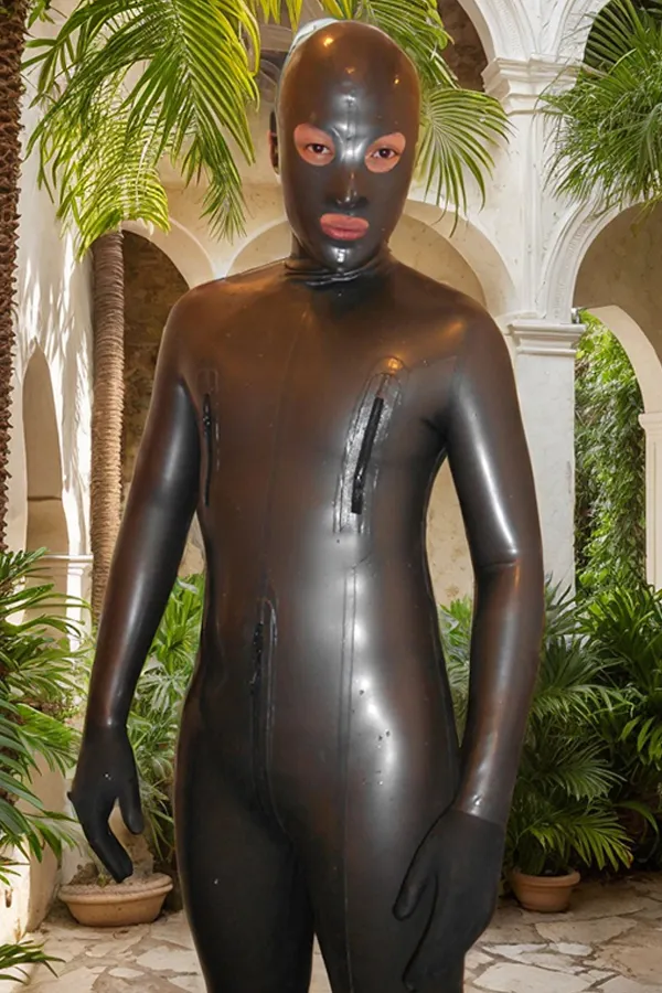 Men Latex Catsuits Body T-Zip