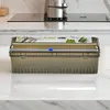 Cling Film Dispenser with Cutter Refillable Plastic Wrap Organizer for Kitchen