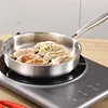 316 Stainless Steel Frying Pan With Lid Household Uncoated Cookware Non-Stick Even-Heating Flat Bottomed Skillet Suitable for Fried Egg Steak