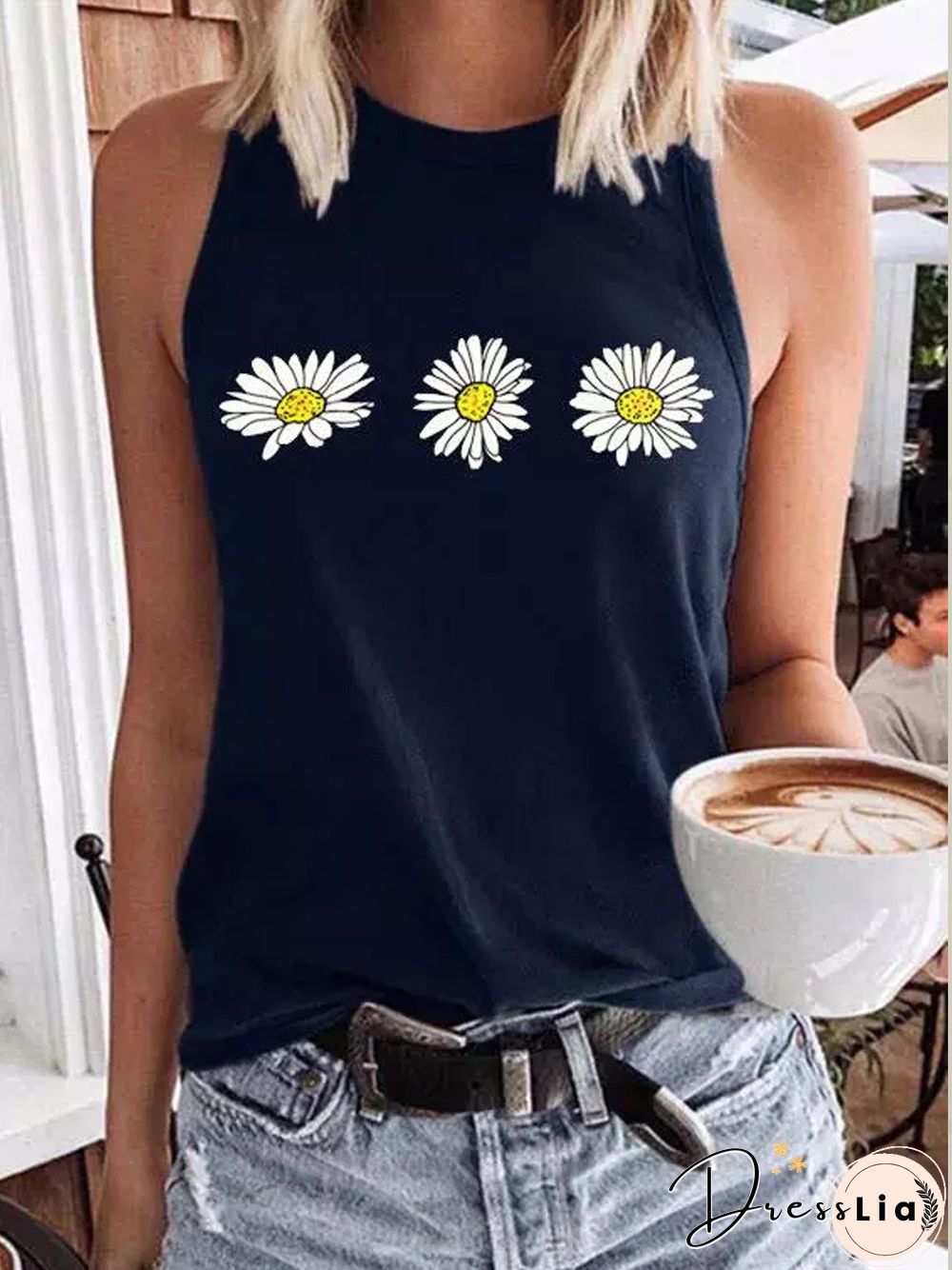 Casual Floral Knit Tank
