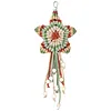 Handmade Five-Pointed Star Car Pendant with Wood Bead Crochet Bag Charm Keychain Making Supplies DIY Hand Woven Tassel Dream Catcher Ornament Cars Rearview Mirror Hanging Accessories