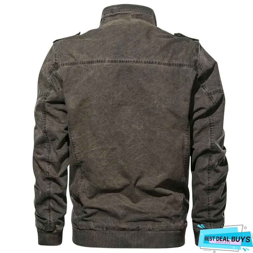 Men Denim Jacket Big Size Military Tactical Jeans Jacket Solid Casual Air Force Pilot Coat