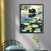 Black Cat On Lotus Leaf - 11CT Stamped Cross Stitch 40*50cm/15.75*19.69in