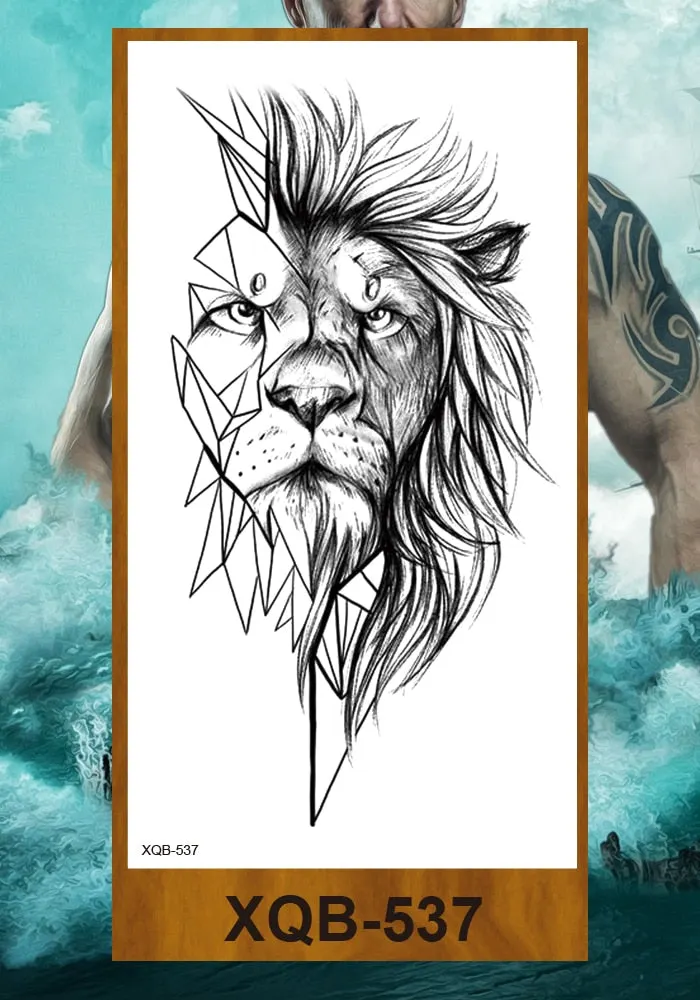Temporary Tattoo Stickers Men Women Adult Girl Chest Flower Arm Leg Fake Tatoo Semi Permanent Tiger Wolf Beauty & Beast Body Art