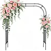 [US Local Warehouse] 7.87ft Garden Arch Trellis for Climbing Plants Metal Arch Frame Pumpkin Archway Outdoor Garden Arbors and Arches for Halloween Christmas Birthday Party Baby Shower Decoration (300x240x50cm)