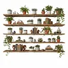 [US Local Warehouse] 5 Tier Floating Shelves Long Wooden Shelf 72x11.81in Adjustable Display Bookshelf with Heavy-Duty Bracket for Living Room Bathroom Kitchen