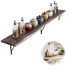 [US Local Warehouse] 5 Tier Floating Shelves 72.05x11.81x7.87in Wall Mounted Hanging Shelf with Metal Bracket for Living Room Kitchen Bathroom Home Storage