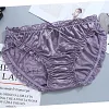 Glossy Solid Color Thin Lace Ruffle Briefs