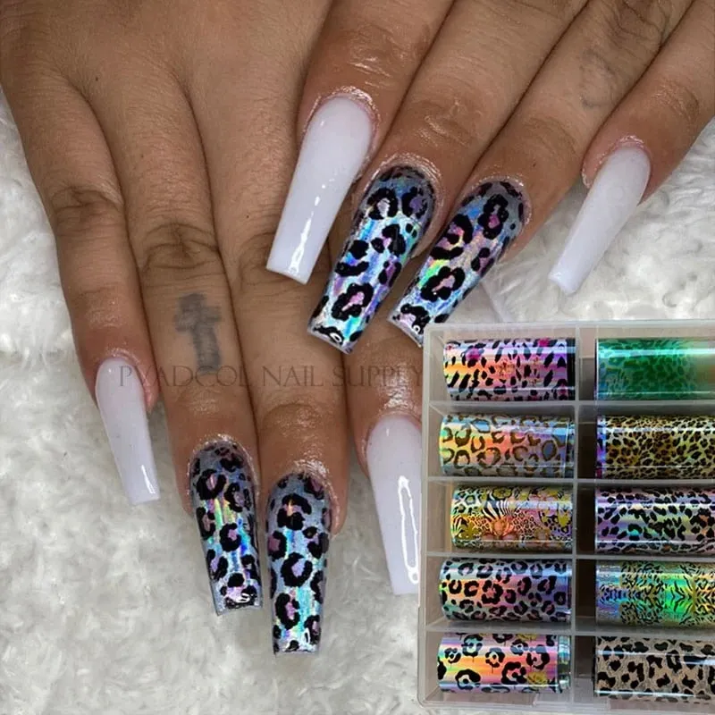 Luxury Foil Nail Art Transfer Sticker Decals Snake Designs Set 10 Pieces In Box-Nail Inspo