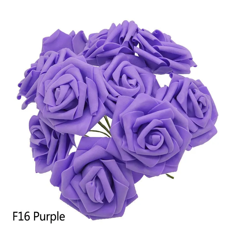 25 Heads 8CM New Colorful Artificial PE Foam Rose Flowers Bride Bouquet Home Wedding Decor Scrapbooking DIY Supplies