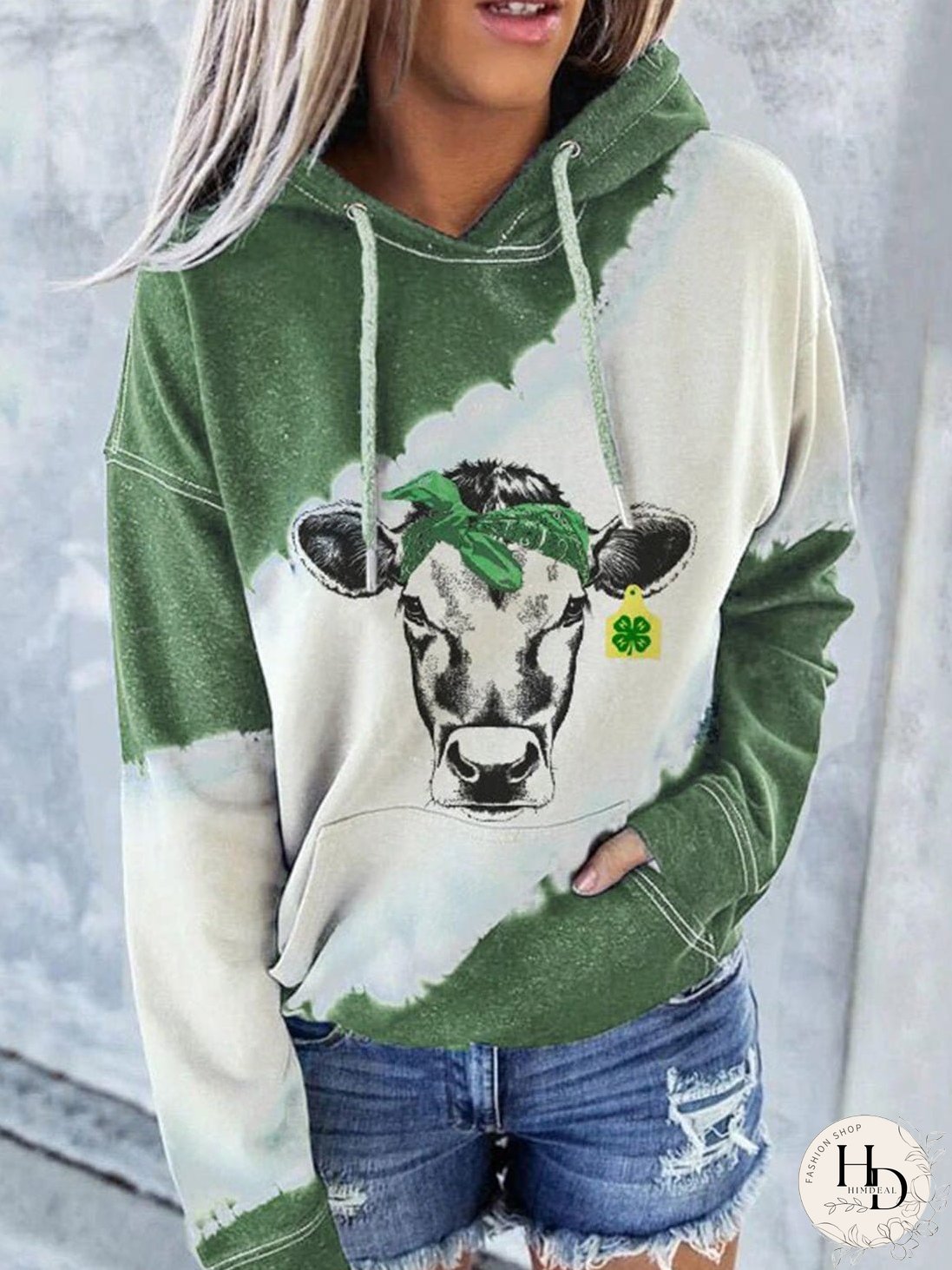 Women's Distressed Pullover Hoodie