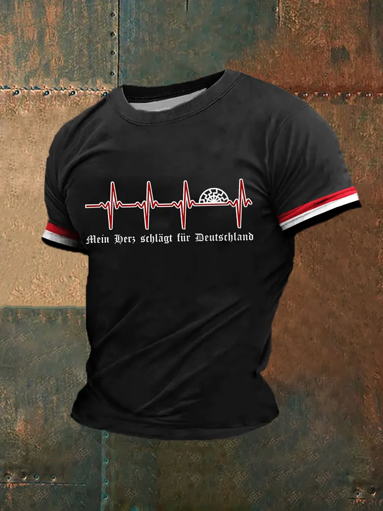 Herren Mein Herz schl&auml;gt f&uuml;r Deutschland bedrucktes Kurzarm-T-Shirt
