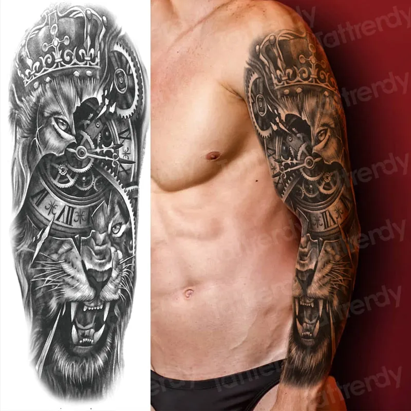large temporary tattoos for women men full arm tattoo sticker sleeve thigh big body art decal black waterproof fake tatoo flower
