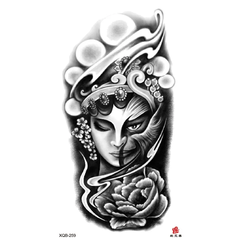 Sdrawing Temporary Sleeve Tatooo Stickers Tiger Lion Elephant Rose Flowertattoo Arm Body Art Fake Tatoo Male Female Black