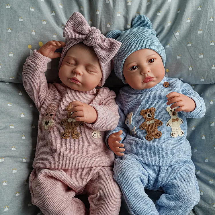 Babeside Reborn Baby Lucy & Carina 20'' Little Infant Twins Gift For Emotional Moments