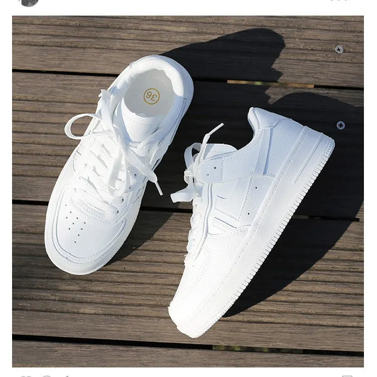 Women Shoes 2021 Fashion White Sneakers Non Slip Casual Sports Shoes Women Lace Up Flats Women Vulcanize Shoes Zapatos Mujer