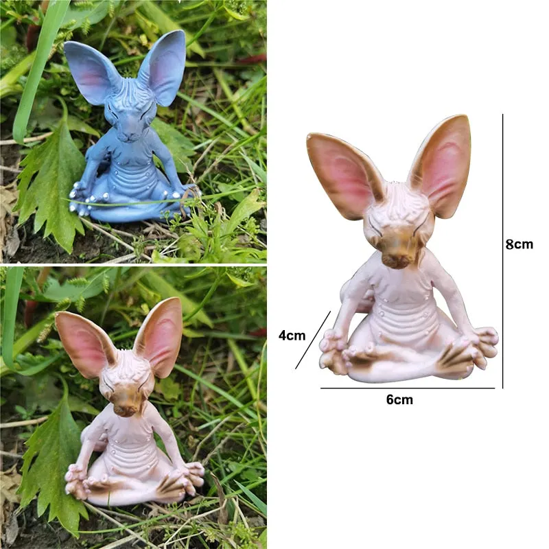 Sphynx Cat Meditate Collectible Figurines Miniature Handmade Decor Animals Figure Toys Animal Model Toy Home Garden Decor