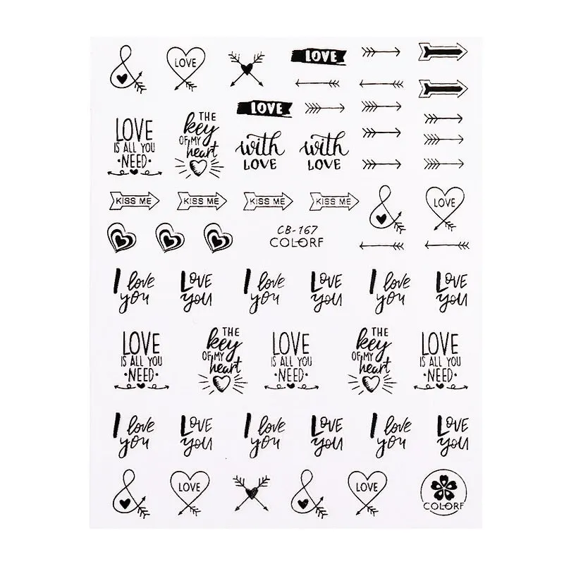 1PC Animals 3D Nail Stickers Leopard Zebra Transfer Stickers Kiss Letter Number Nail Art Stickers Colorful Nail Art Decoration
