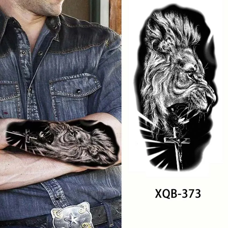 Sdrawing Forest Animal Temporary Tattoos for Men Wolf Tattoo Stickers Tiger Skull Skeleton Fake Tattoo for Women Arm Sleave