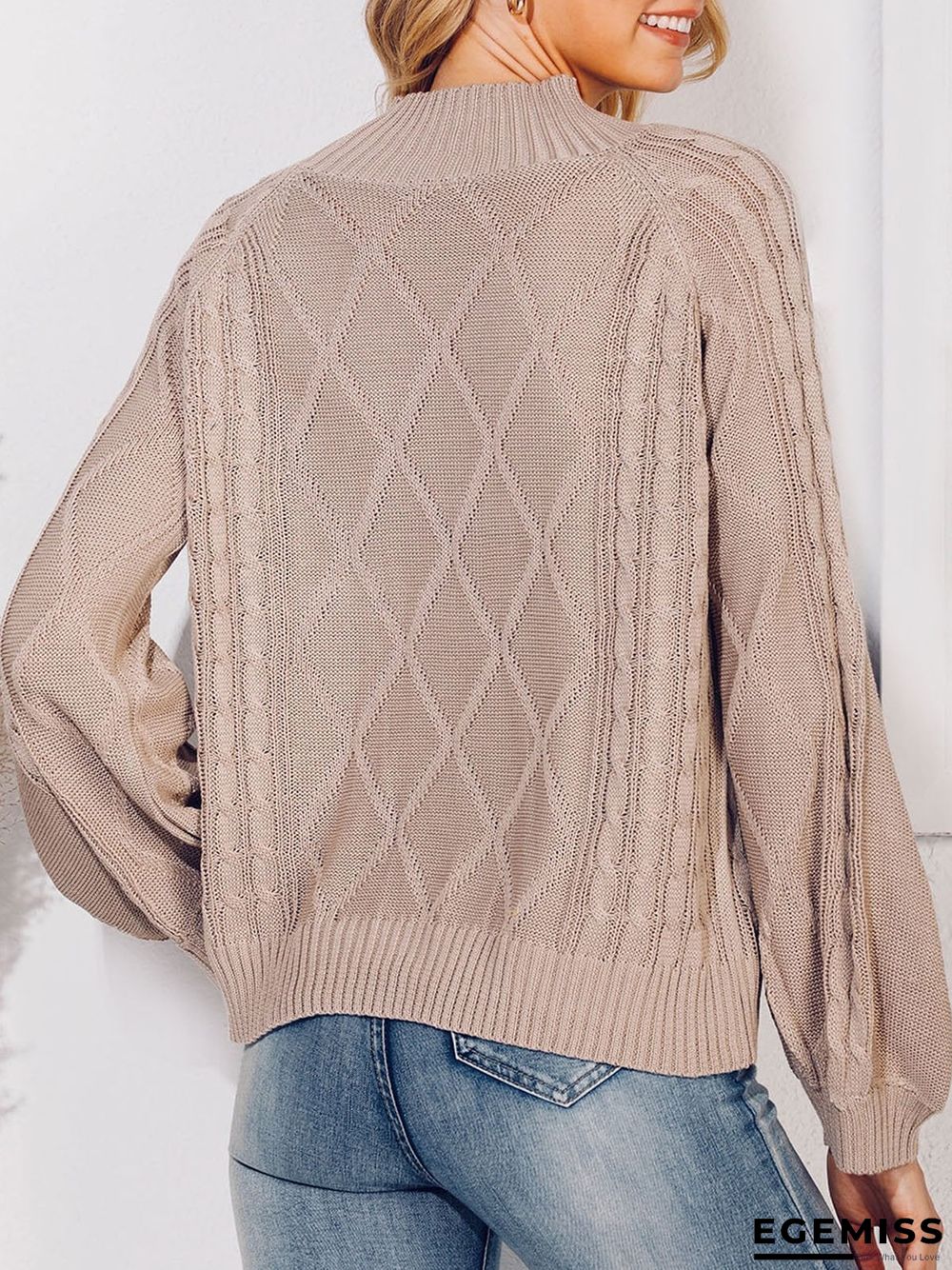 Balloon Sleeve Solid Sweater | EGEMISS