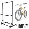 [US Local Warehouse] Mobile Freestanding Vertical Bike Rack with Locking Casters & 6 Hooks Bicycle Storage Vertical Bike Storage Stand Holds Up To 5 Bikes Height Adjustable for Garage Basement & Home