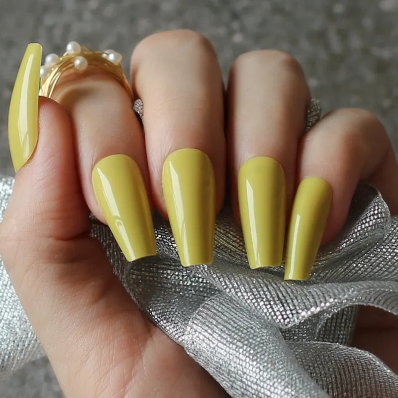 Glossy Ballet false nails red Long coffin Salon art matte Fake nails Transparent rectangle-Nail Inspo
