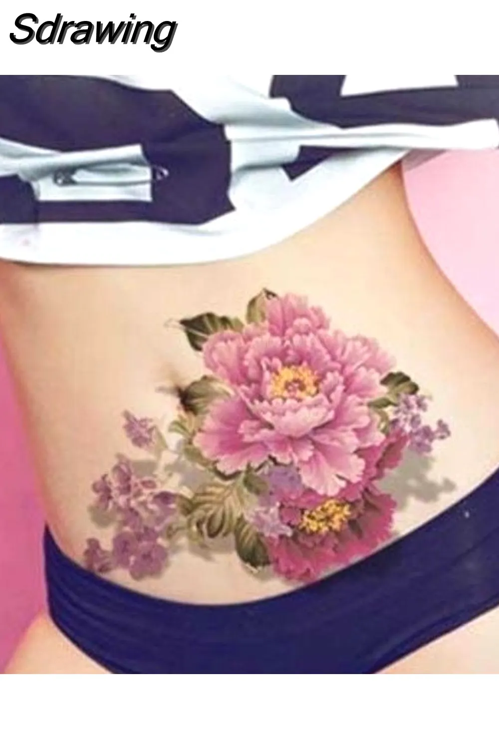 Sdrawing 4/5/9/10/18 PIeces Long Lasting Blue Flower Jewelry Tattoo Sticker Sexy Belly Block Scar Stretch Marks Waterproof Tattoo Sticker 715-1
