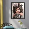 Little Girl And Cat-11CT Stamped Cross Stitch 40*50cm/15.75*19.69in