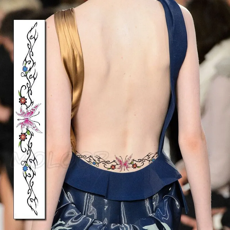 Waist Waterproof Temporary Tattoo Sticker Big Morning Glory Flower Plant Art Fake Tatoo Water Transfer Tatto for Women Girl