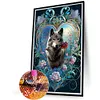 (US Local)Wolf with Rose 5D DIY Full Round Drill Big Size Diamond Painting  Decor Art Craft 40x60cm